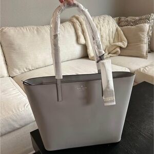 NEW Kate Spade Gray Tote with Minimalist Design and Structured Shape